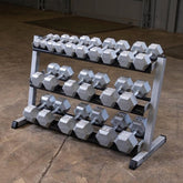(GDR48) 3-Tier Dumbbell Rack - Heavy-Duty 48inch Wide Weight Stand for 5-55 lb. Dumbbells Set, Home Gym Storage Solution